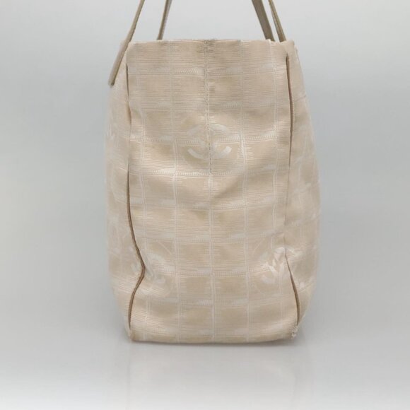 CHANEL New Travel Line Tote Bag Nylon Beige Gold CC Auth - Picture 5 of 16